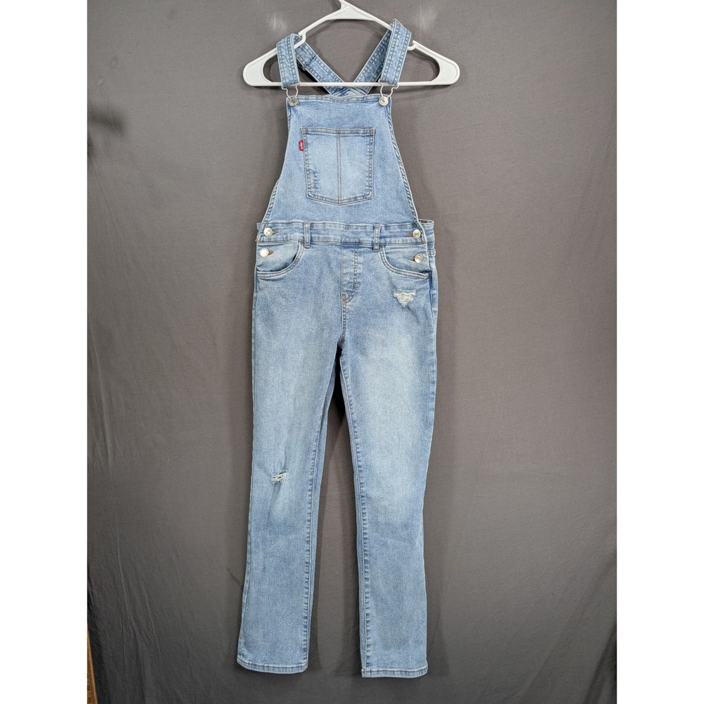 Levi's Girls Blue Distressed Denim Overalls Size 14 4699-L3D 424
